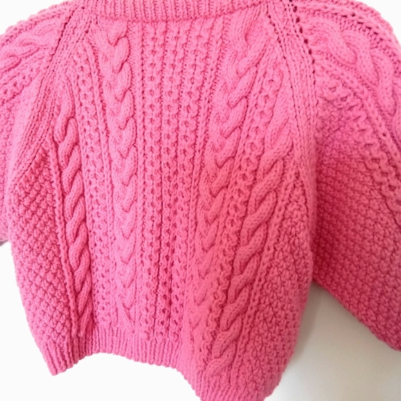 Girls Handmade Cable Knit Crew Neck Cardigan - Picture 8 of 13